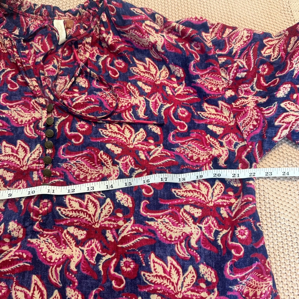 Anthropologie Pilcro Lucille Peasant Blouse Floral Blue Pink Small - Picture 10 of 12